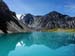 Turquoise smooth surface of lake