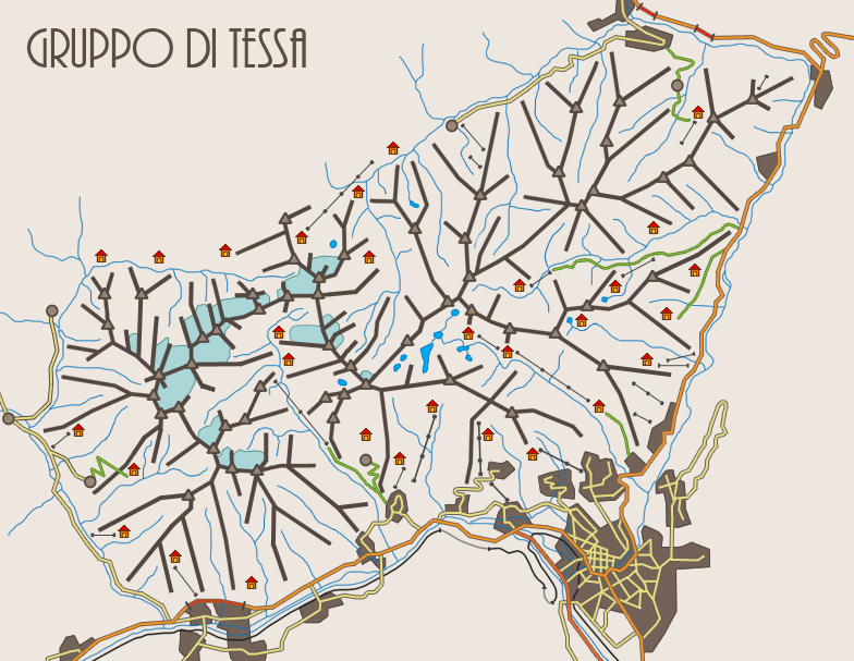 Orografica carta Gruppo di Tessa Alpi Venoste