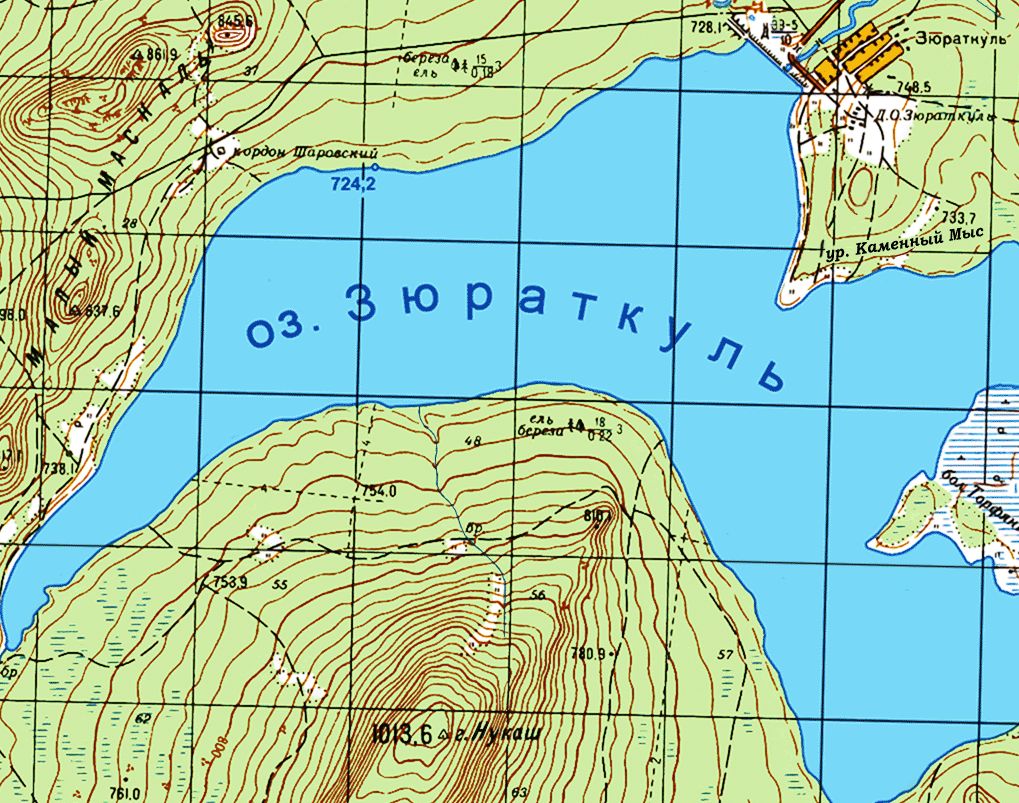 Район озера Зюраткуль и примыкающих к нему хребтов