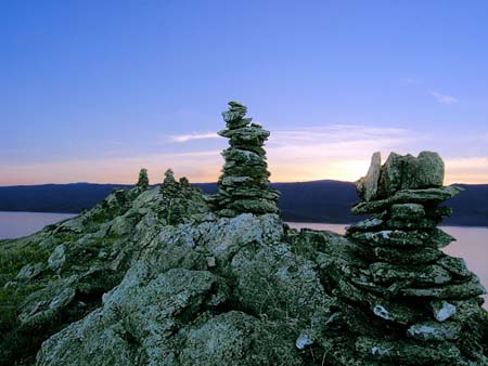 Rounds on rocks of Baikal