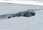 Трещины в верхней части ледника Минджилки