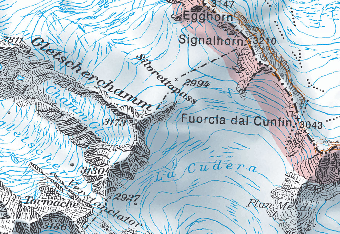 Австрийская туристская карта Альп горного узла Сильвретта