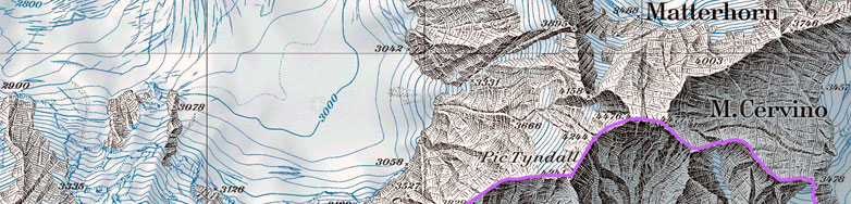 Фрагмент туристской карты Швейцарских Альп