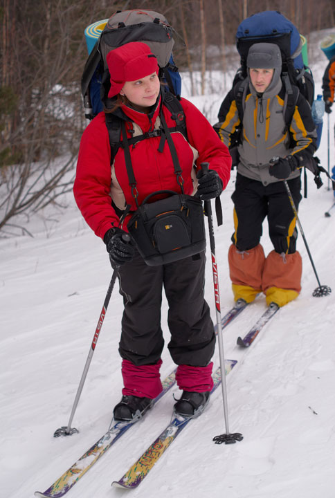 Участники группы Алексея Шевченко на лыжне к перевалу Сибирка